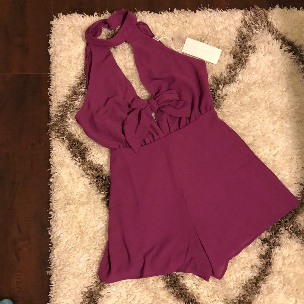 Lush Gigi mock chocker tie front romper